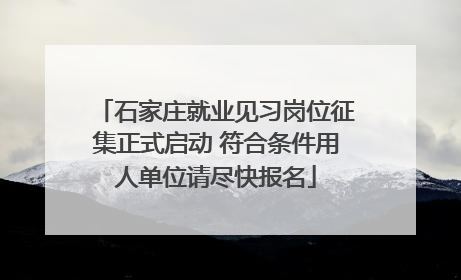 石家庄就业见习岗位征集正式启动 符合条件用人单位请尽快报名