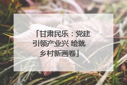 甘肃民乐：党建引领产业兴 绘就乡村新画卷