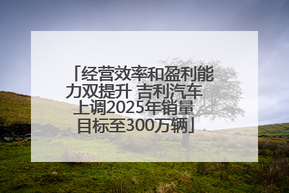 经营效率和盈利能力双提升 吉利汽车上调2025年销量目标至300万辆