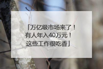 万亿级市场来了！有人年入40万元！这些工作很吃香