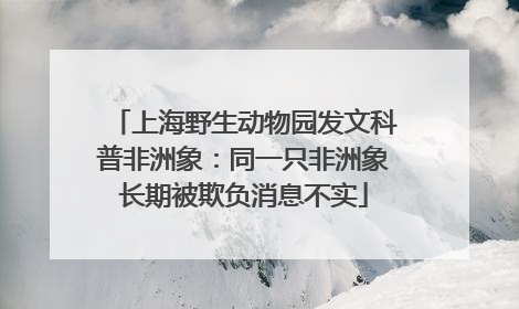 上海野生动物园发文科普非洲象：同一只非洲象长期被欺负消息不实