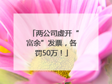 两公司虚开“富余”发票，各罚50万！