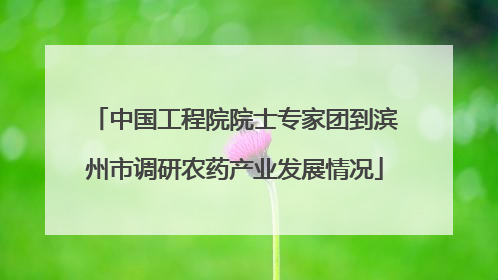 中国工程院院士专家团到滨州市调研农药产业发展情况