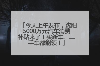 今天上午发布，沈阳5000万元汽车消费补贴来了！买新车、二手车都能领！