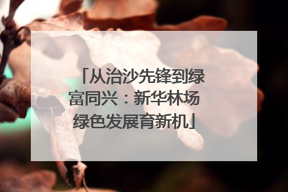 从治沙先锋到绿富同兴：新华林场绿色发展育新机