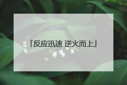 反应迅速 逆火而上
