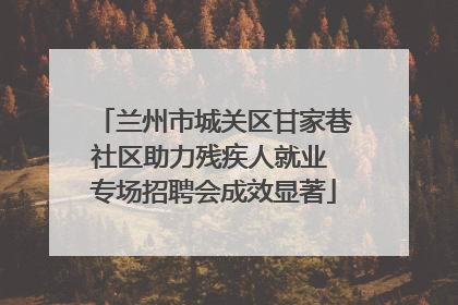 兰州市城关区甘家巷社区助力残疾人就业 专场招聘会成效显著