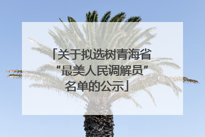 关于拟选树青海省“最美人民调解员” 名单的公示