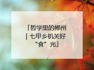 哲学里的郴州｜七甲乡机关好“食”光