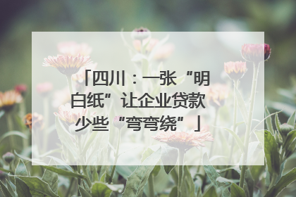 四川：一张“明白纸”让企业贷款少些“弯弯绕”