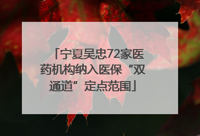 宁夏吴忠72家医药机构纳入医保“双通道”定点范围