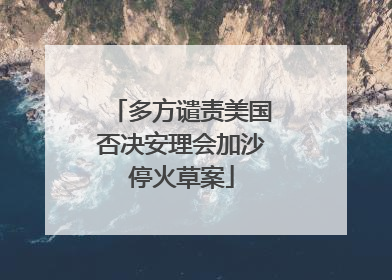多方谴责美国否决安理会加沙停火草案