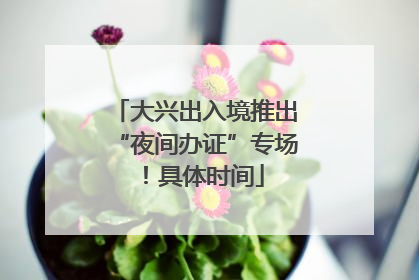 大兴出入境推出“夜间办证”专场！具体时间