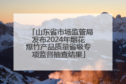 山东省市场监管局发布2024年烟花爆竹产品质量省级专项监督抽查结果