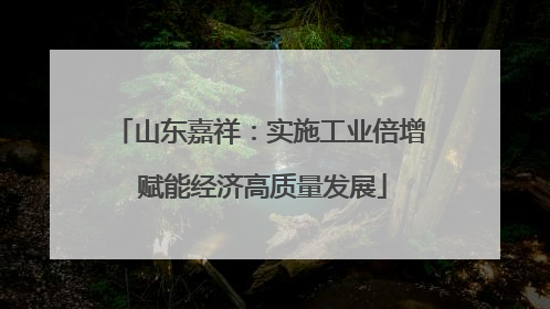 山东嘉祥：实施工业倍增 赋能经济高质量发展