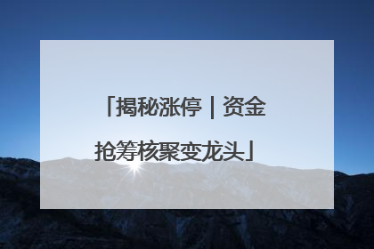 揭秘涨停｜资金抢筹核聚变龙头