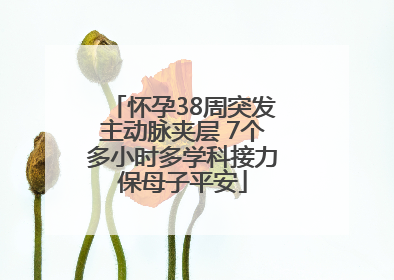 怀孕38周突发主动脉夹层 7个多小时多学科接力保母子平安
