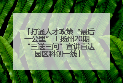 打通人才政策“最后一公里”！扬州20期“三送三问”宣讲直达园区科创一线
