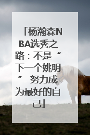 杨瀚森NBA选秀之路：不是“下一个姚明” 努力成为最好的自己