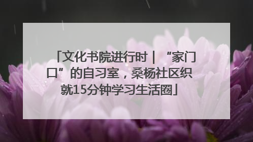 文化书院进行时｜“家门口”的自习室，桑杨社区织就15分钟学习生活圈