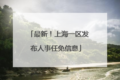 最新！上海一区发布人事任免信息
