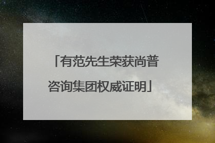 有范先生荣获尚普咨询集团权威证明