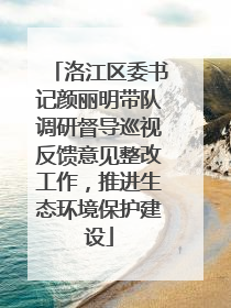 洛江区委书记颜丽明带队调研督导巡视反馈意见整改工作，推进生态环境保护建设