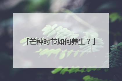 芒种时节如何养生？