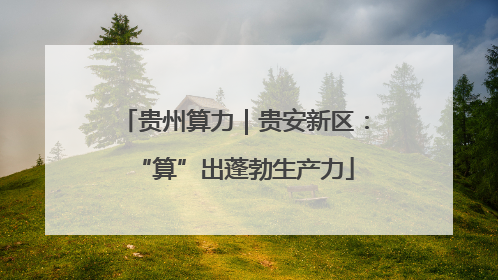 贵州算力｜贵安新区：“算”出蓬勃生产力