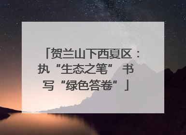 贺兰山下西夏区：执“生态之笔” 书写“绿色答卷”