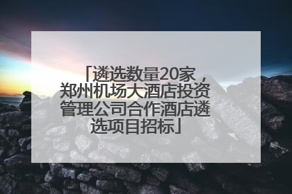 遴选数量20家，郑州机场大酒店投资管理公司合作酒店遴选项目招标